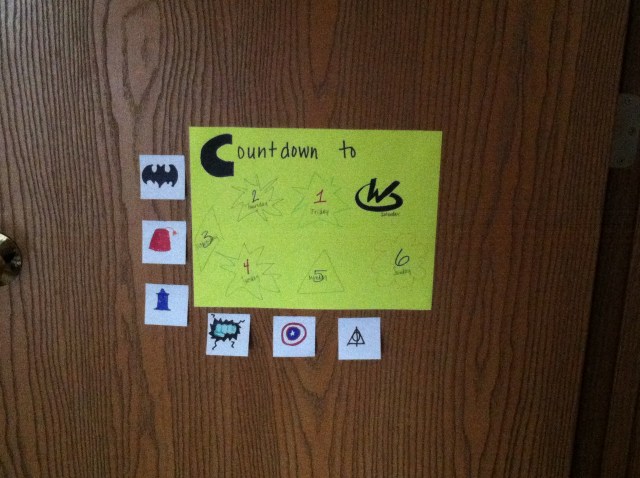 Countdown chart goes on the  bedroom door